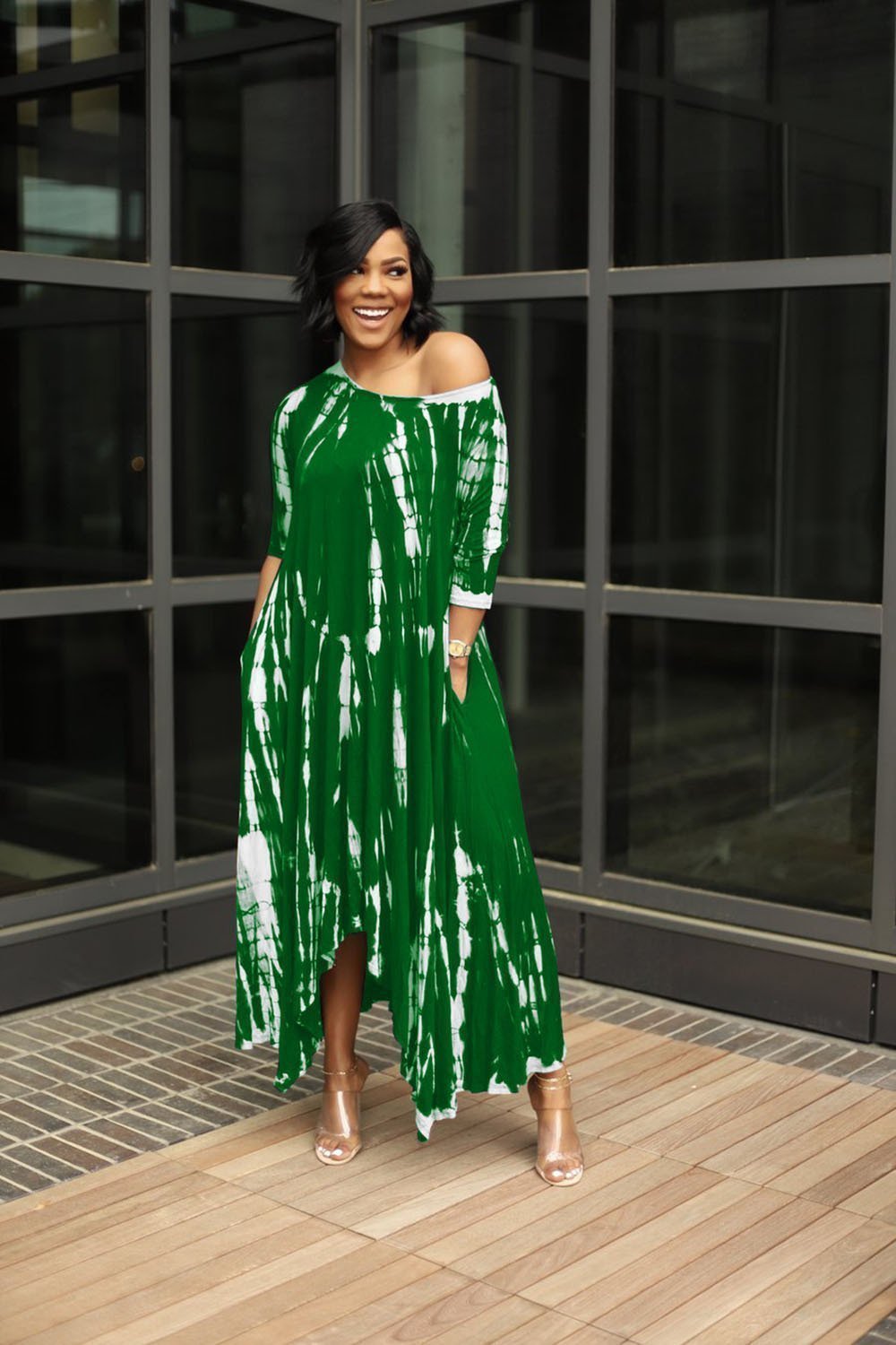 🔥💃Loose Graffiti Tie-Dye Pocket Midi Dress