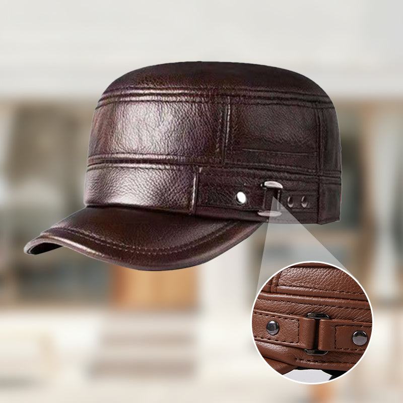 🔥🔥PU Leather Flat Top Warm Baseball Cap
