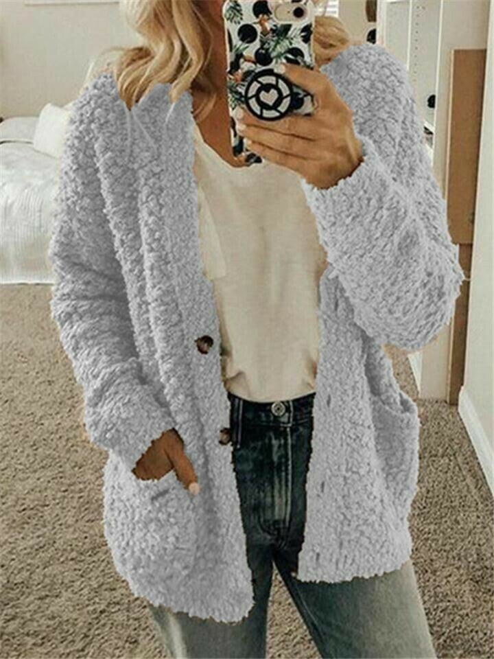 Women Loose Comfort Pocketed Cardigan Coat