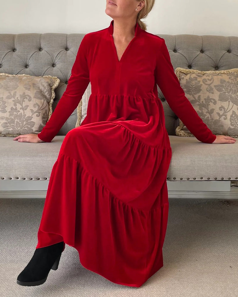 🔥V-neck patchwork dress