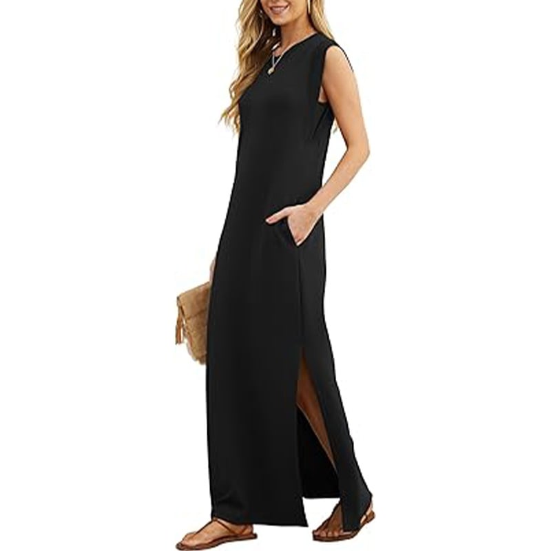 ⏰WOMEN SUMMER CASUAL LOOSE SPLIT WRINKLE-FREE LONG DRESS