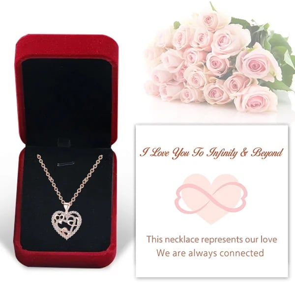 💎''Keep Me In Your Heart - Silver Interlocking Heart Necklace''💕