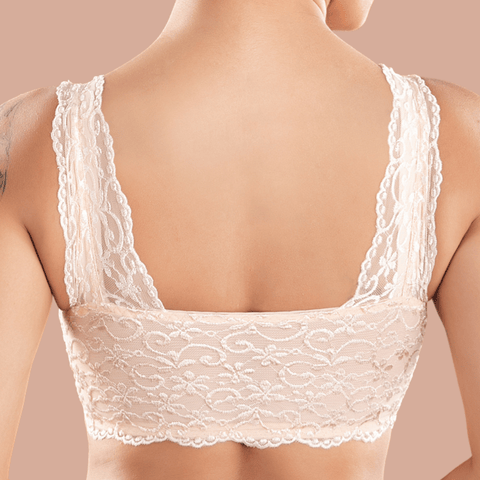 Wireless lace front zip bra