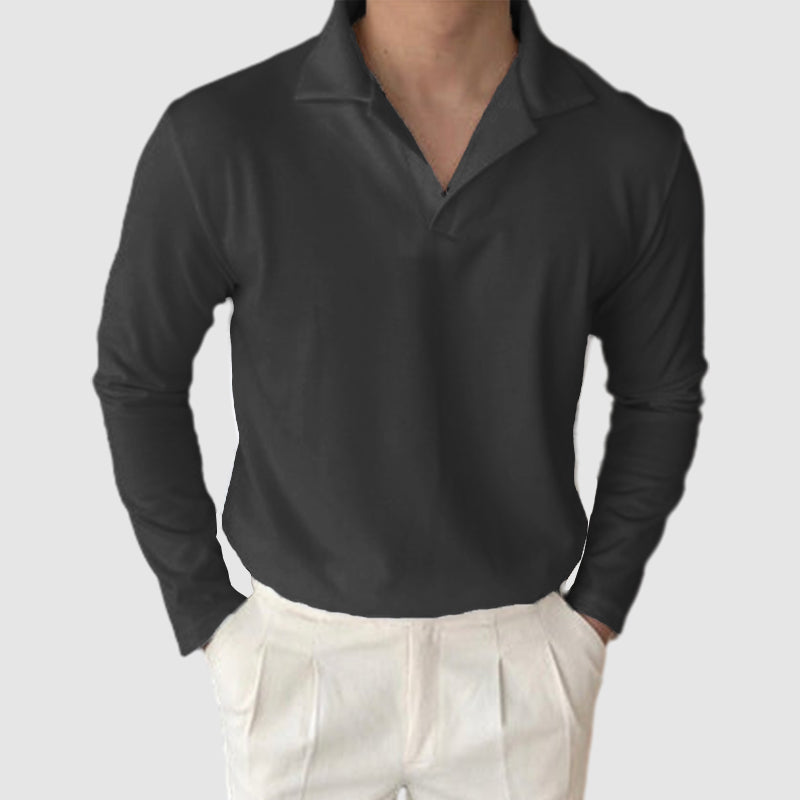 Men's V-neck small gingham top