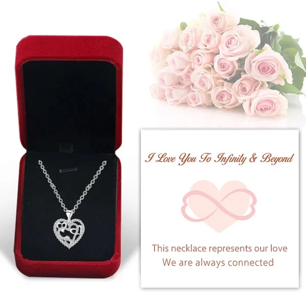 💎''Keep Me In Your Heart - Silver Interlocking Heart Necklace''💕
