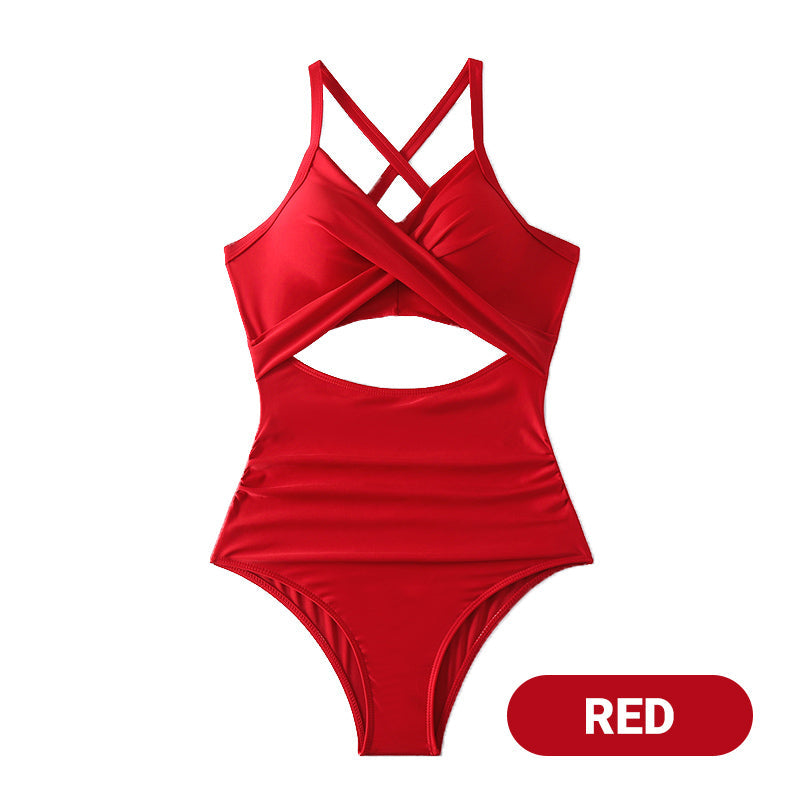 Women's Solid Ribbed Cutout-Front Shaping Swimsuit