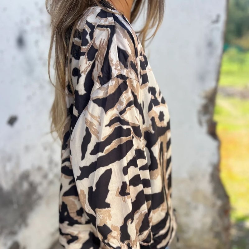 🌸 Women's Fall Zebra Print Zipper Bomber Jacket