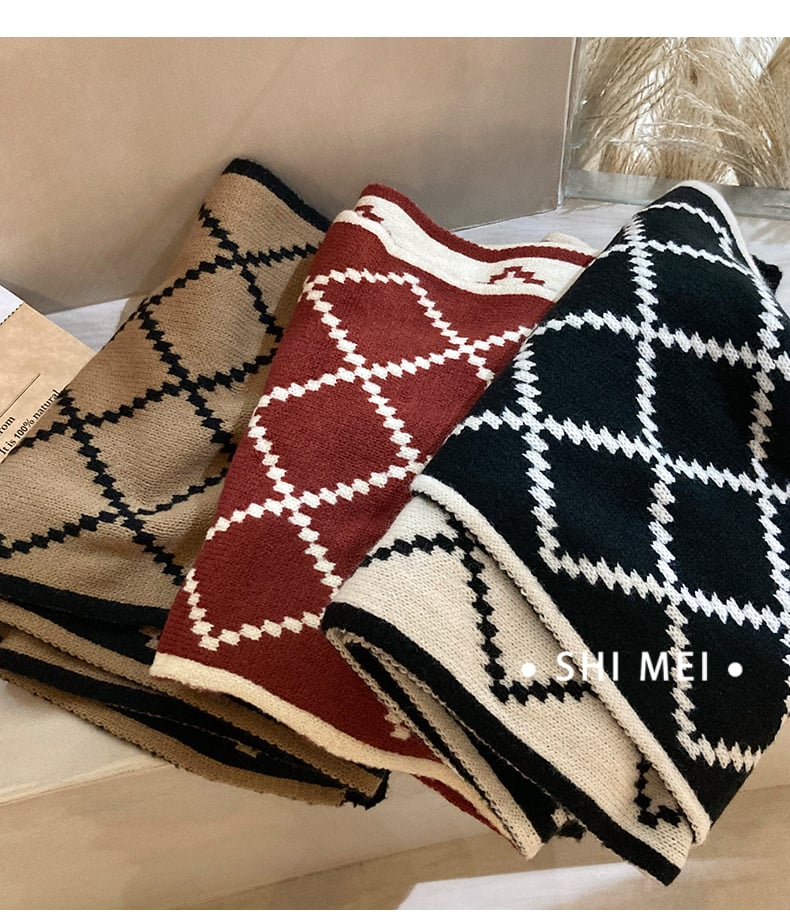 🔥Black White Diamond Shape Scarf Shawl