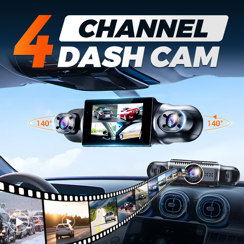 ✨4-Channel FHD Dash Cam with Ultra-Wide Angle