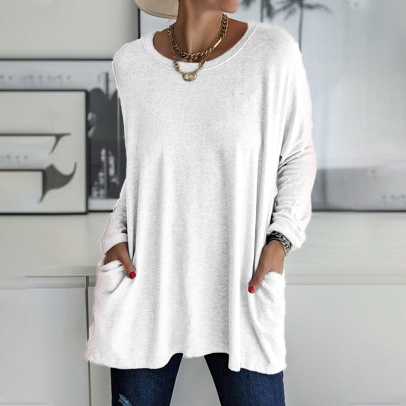 🔥Round Neck Long Sleeve Pocket Solid T-Shirt🔥
