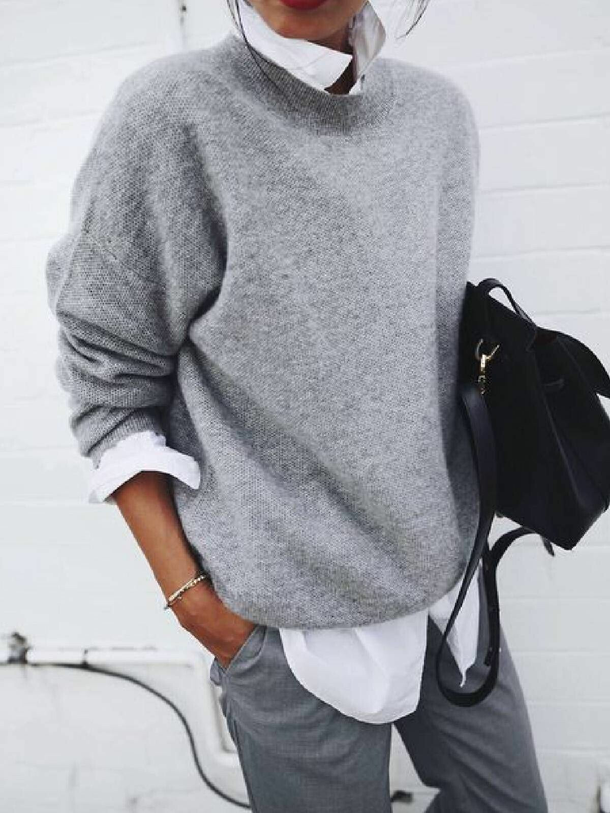 Round Neckline Casual Loose Sweaters