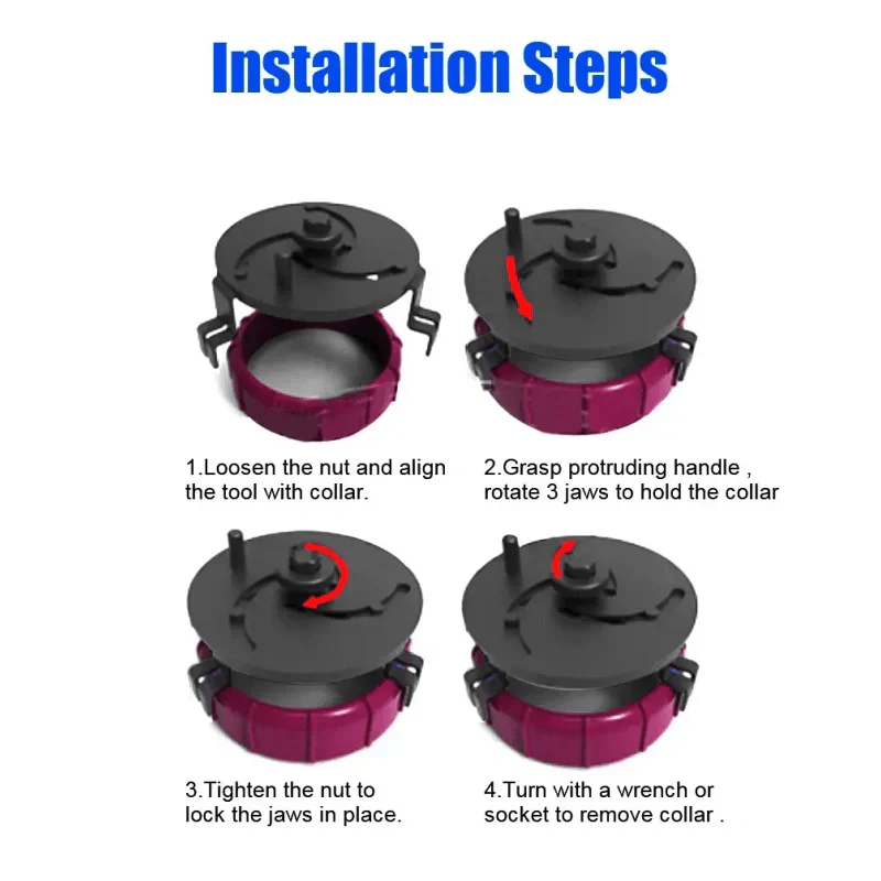 Fuel tank cap wrench with 3 claws, adjustable