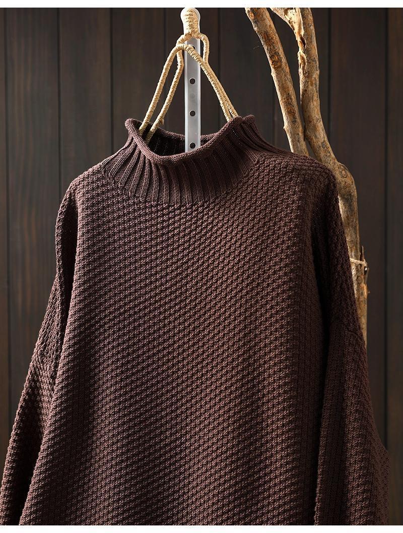 ⭐Turtleneck three-dimensional diamond knitted sweater