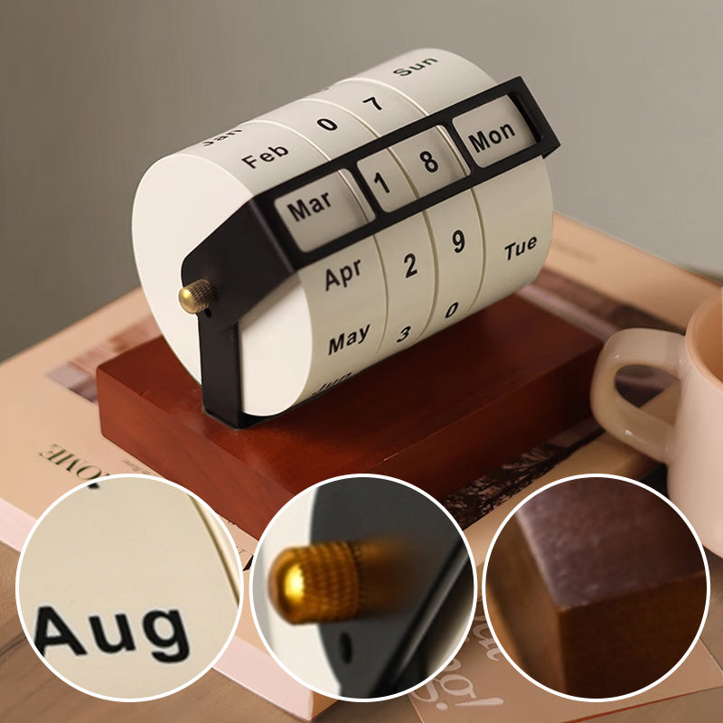 Rotary Wooden Countdown Desktop Perpetual Calendar