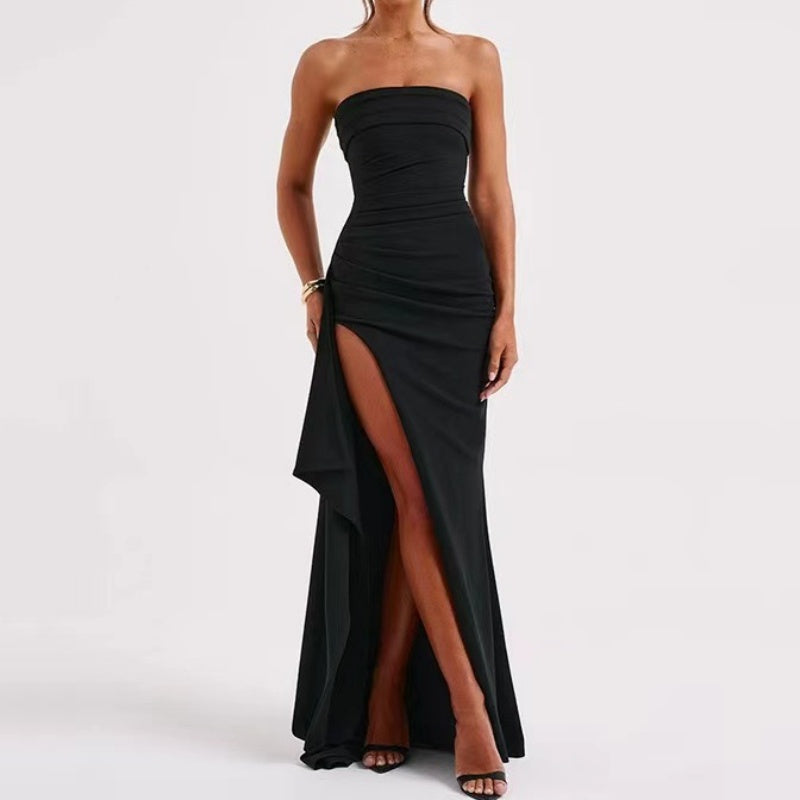 🎉 Strapless Sheath Dress with Side Slit