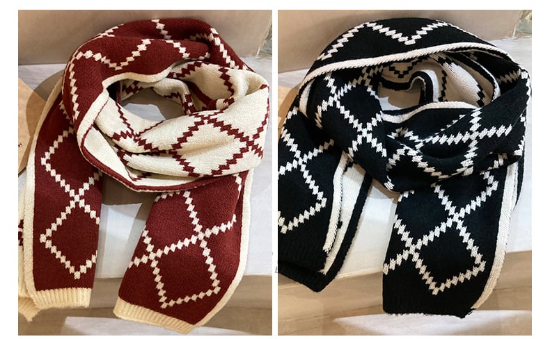 🔥Black White Diamond Shape Scarf Shawl
