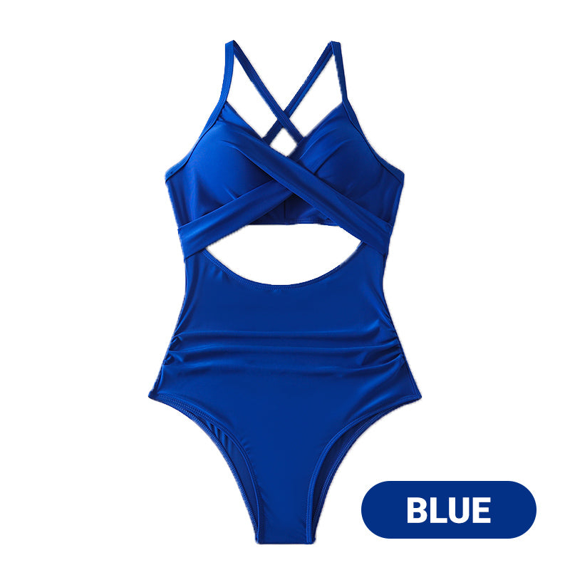 Women's Solid Ribbed Cutout-Front Shaping Swimsuit