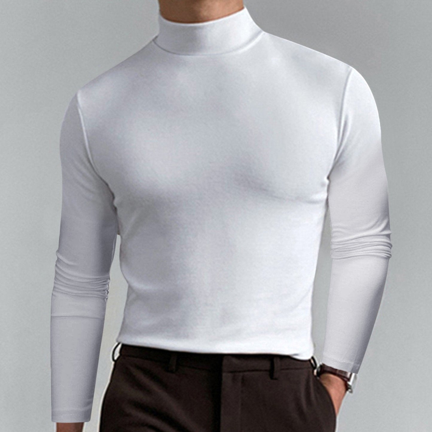 💝Mens High Neck Slim Fit Long Sleeve T-shirt