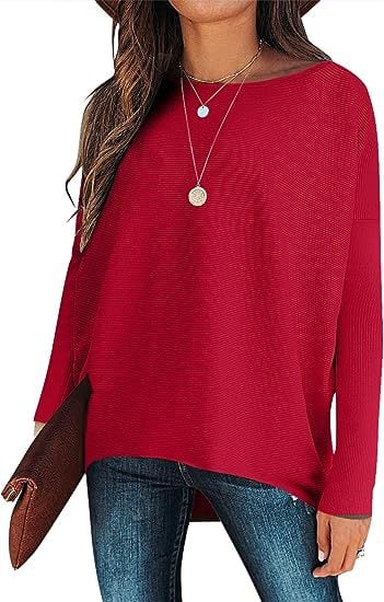 women's Irregular Oversized Dolman Sleeve Knitted Pullover