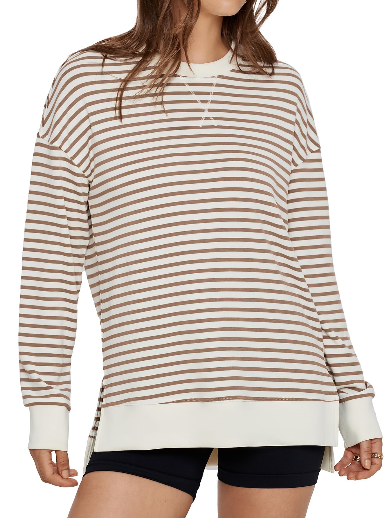 Women Long Sleeve Crew Neck Sweatshirt Casual Loose Shirt Top