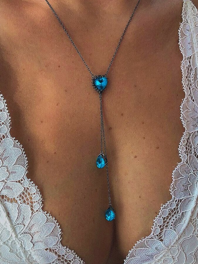 Casual Water Drop Gemstone Pendant Necklaces