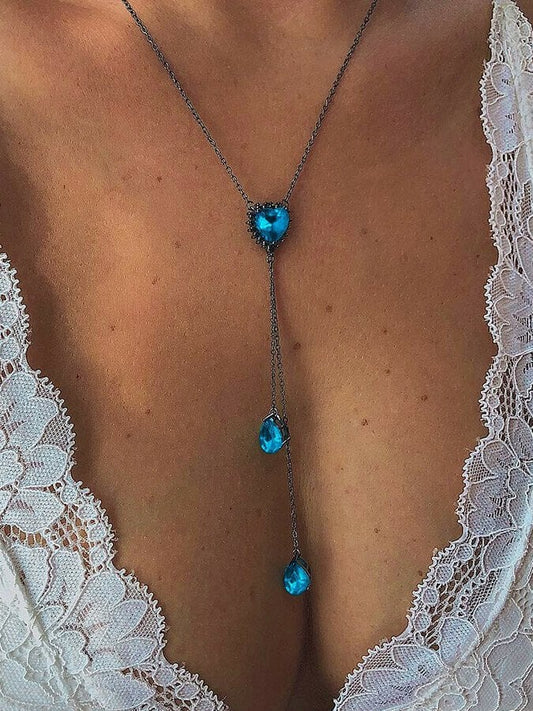 Casual Water Drop Gemstone Pendant Necklaces