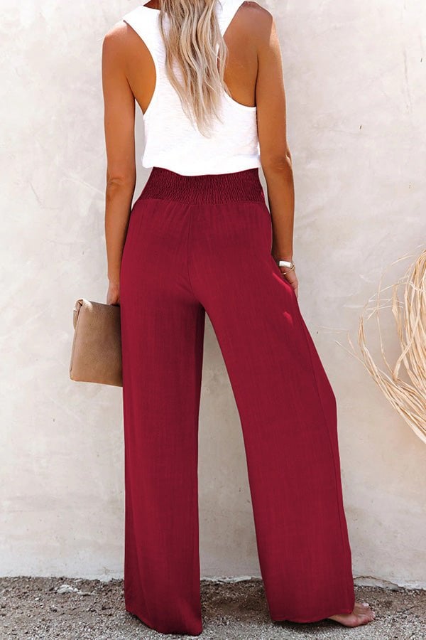 Hot Sale🔥Linen Blend High Rise Smocked Pants