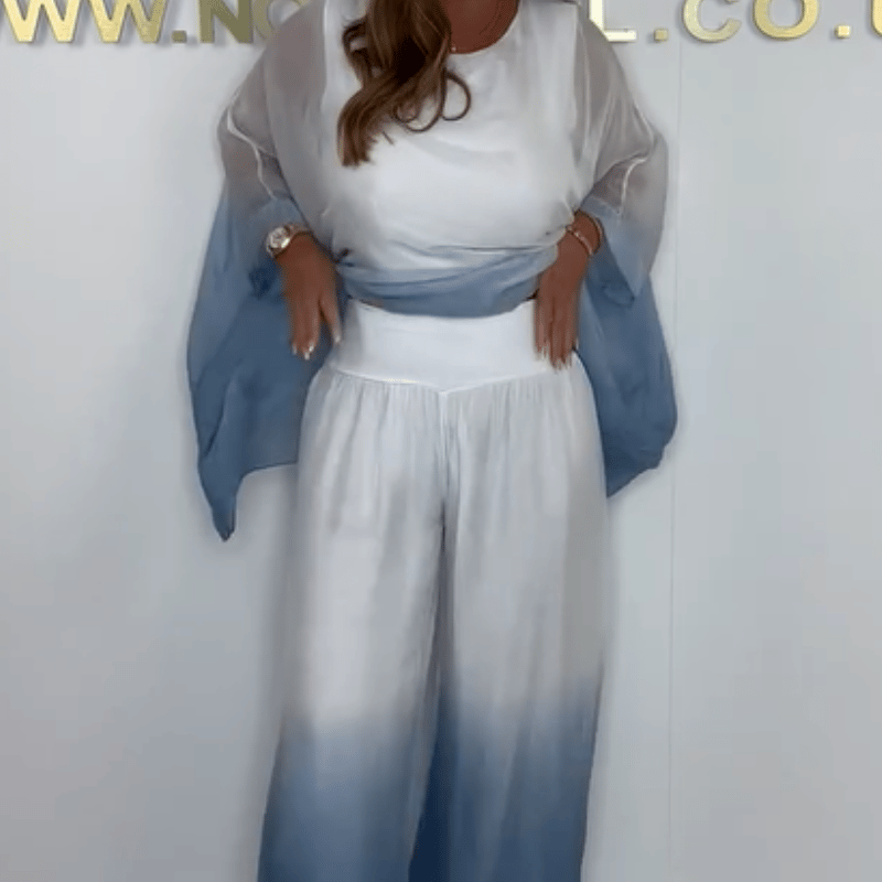 ✨Mesh Mix Dip Dye Loose Flowy Top and Pants Set