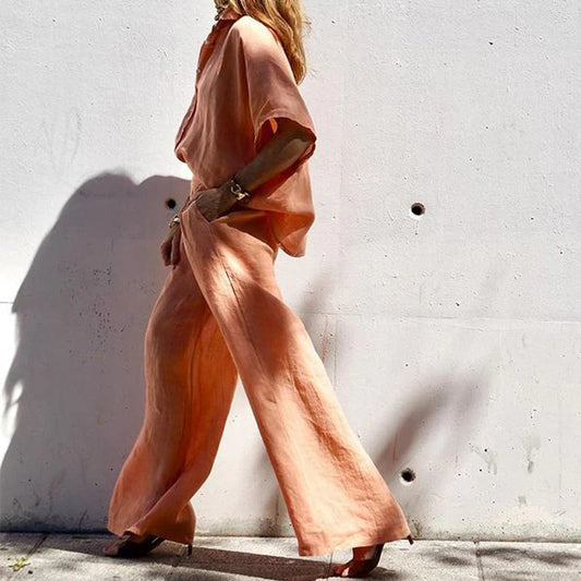 Women's two-piece cotton linen