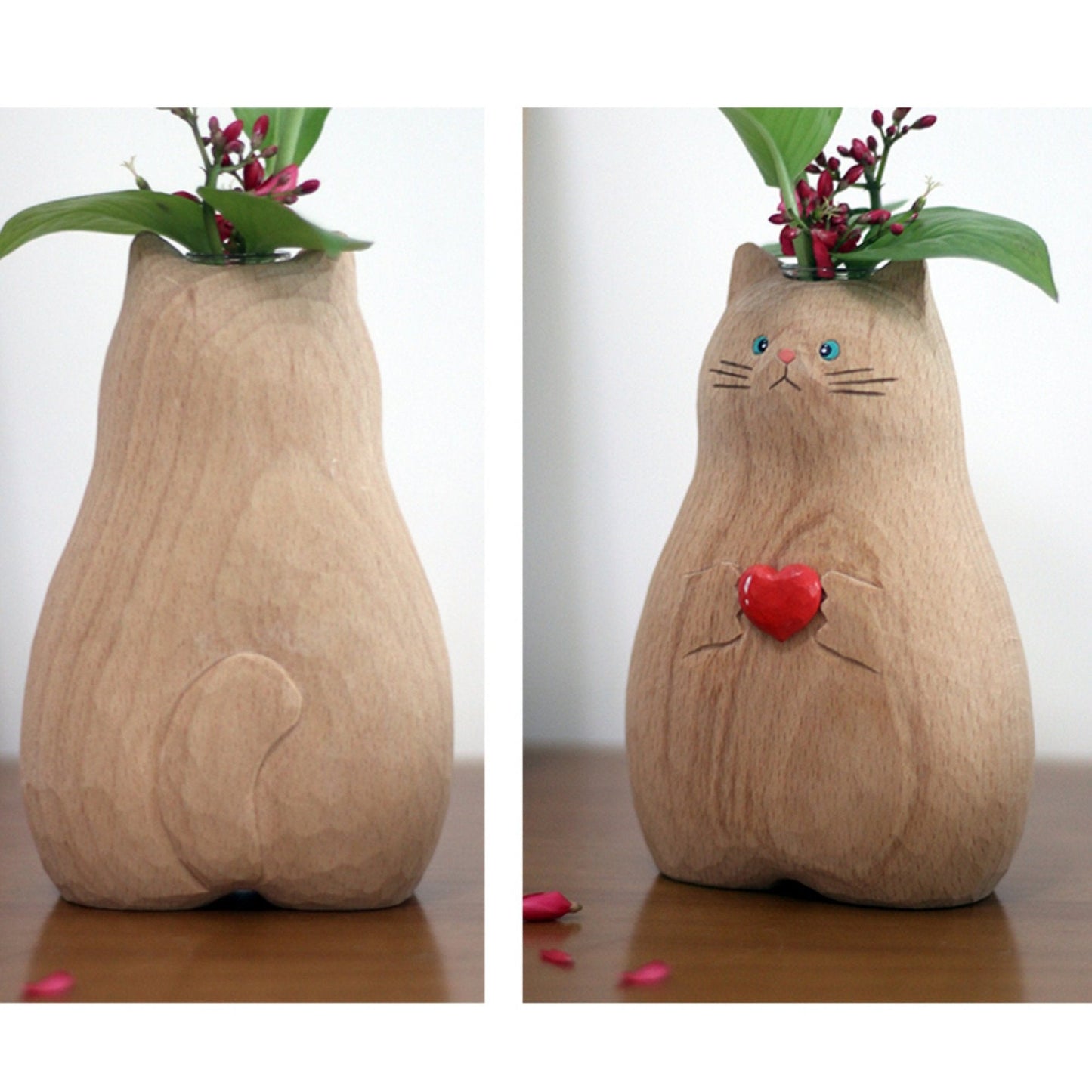 🔥Handmade Wooden Cat Vase