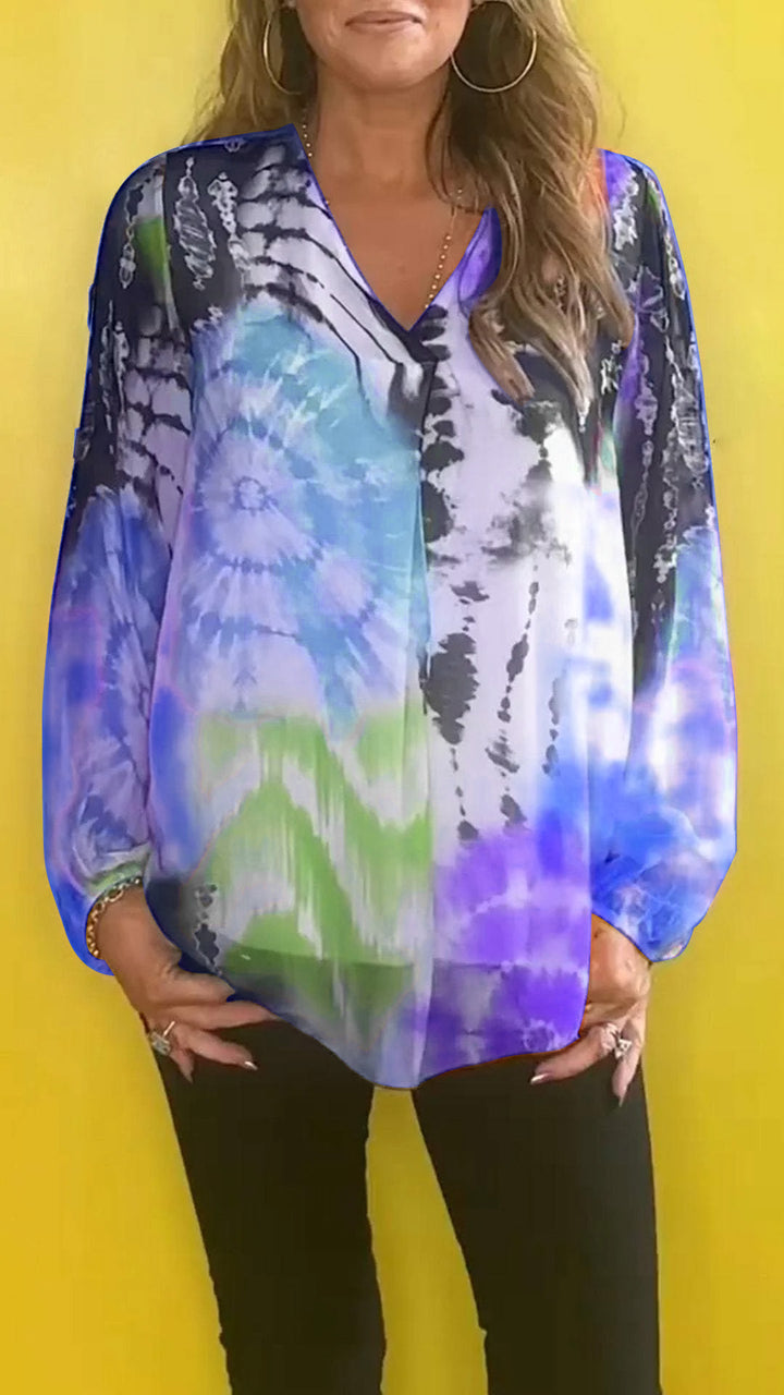 🔥Casual V-neck Tie-dye Top