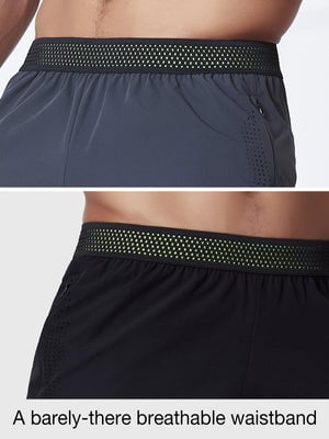 Men's Zipper Pockets Hiking Athletic Running Shorts