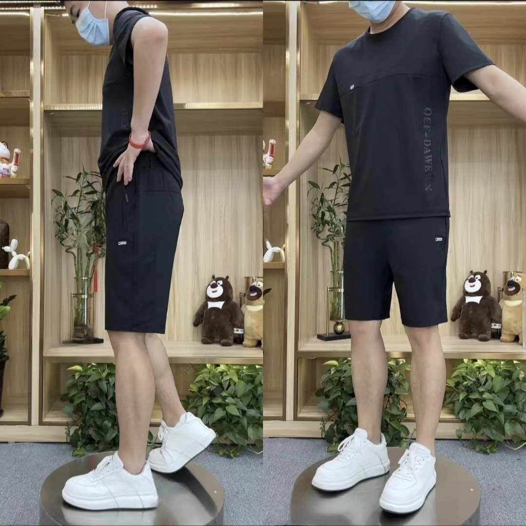Men's Summer Ice Silk Breathable Short Sleeve Suit