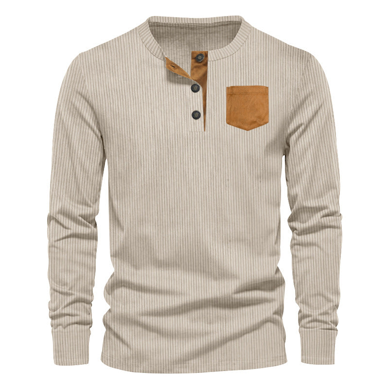 Men's Corduroy Henley Long Sleeve T-Shirt