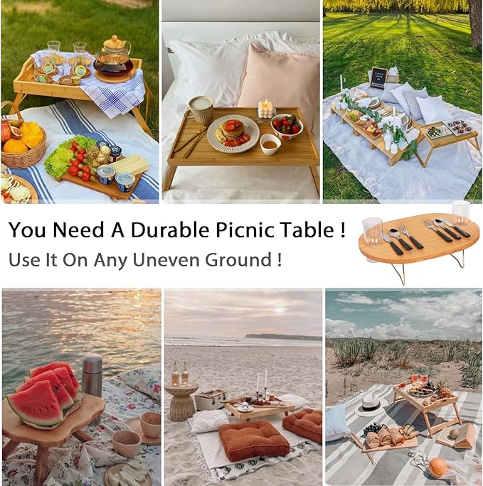 insulated wicker picnic basket with foldable wine table and tableware service set