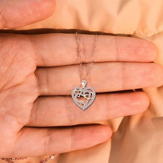 💎''Keep Me In Your Heart - Silver Interlocking Heart Necklace''💕