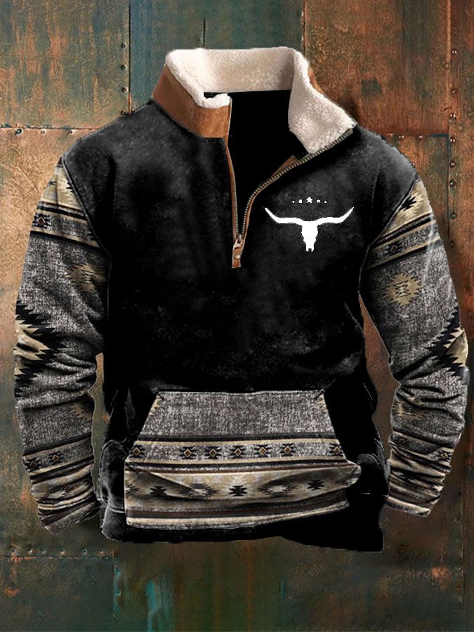 Men's retro western style printed casual sweatshirt