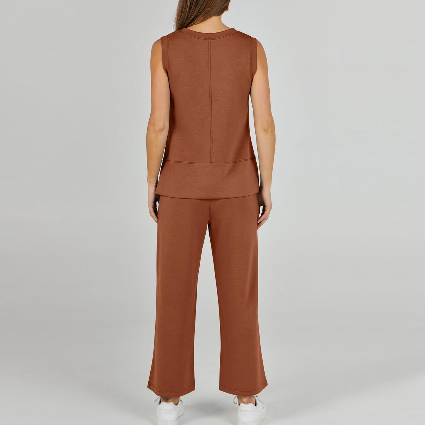 Casual Crew Neck Sleeveless Two Piece Suit