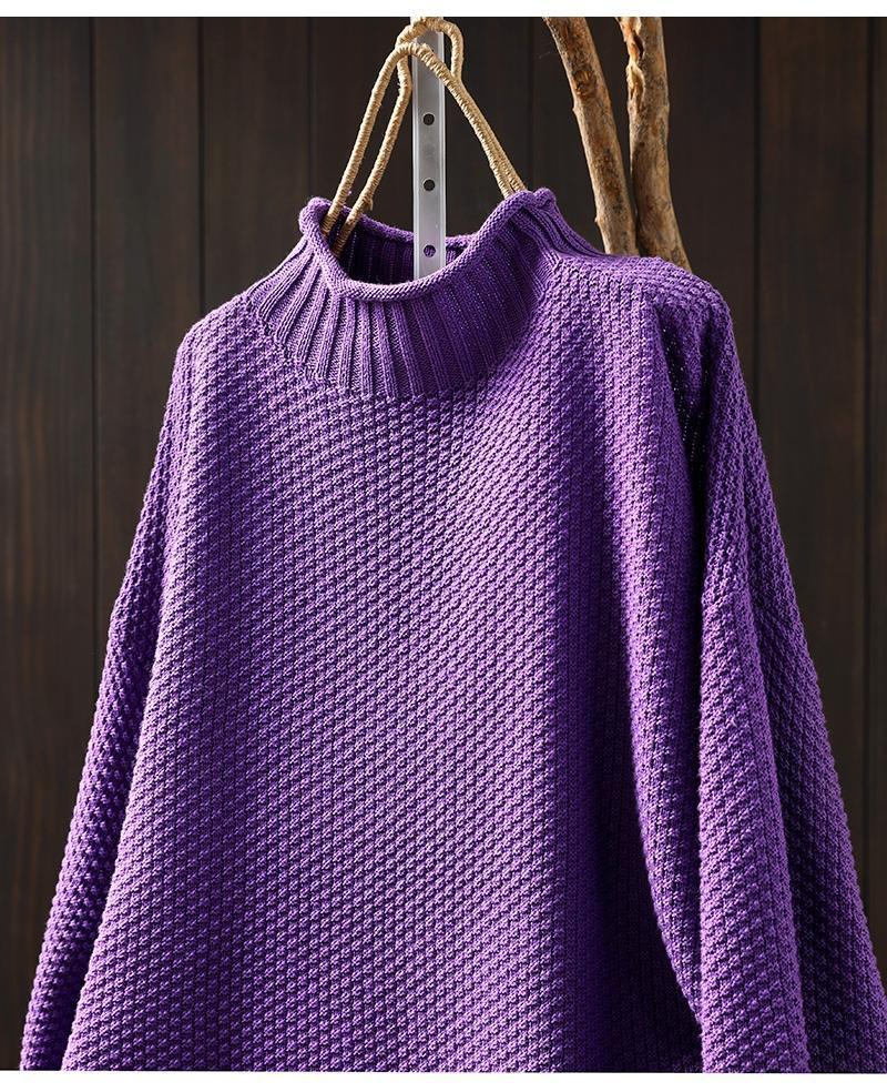 ⭐Turtleneck three-dimensional diamond knitted sweater