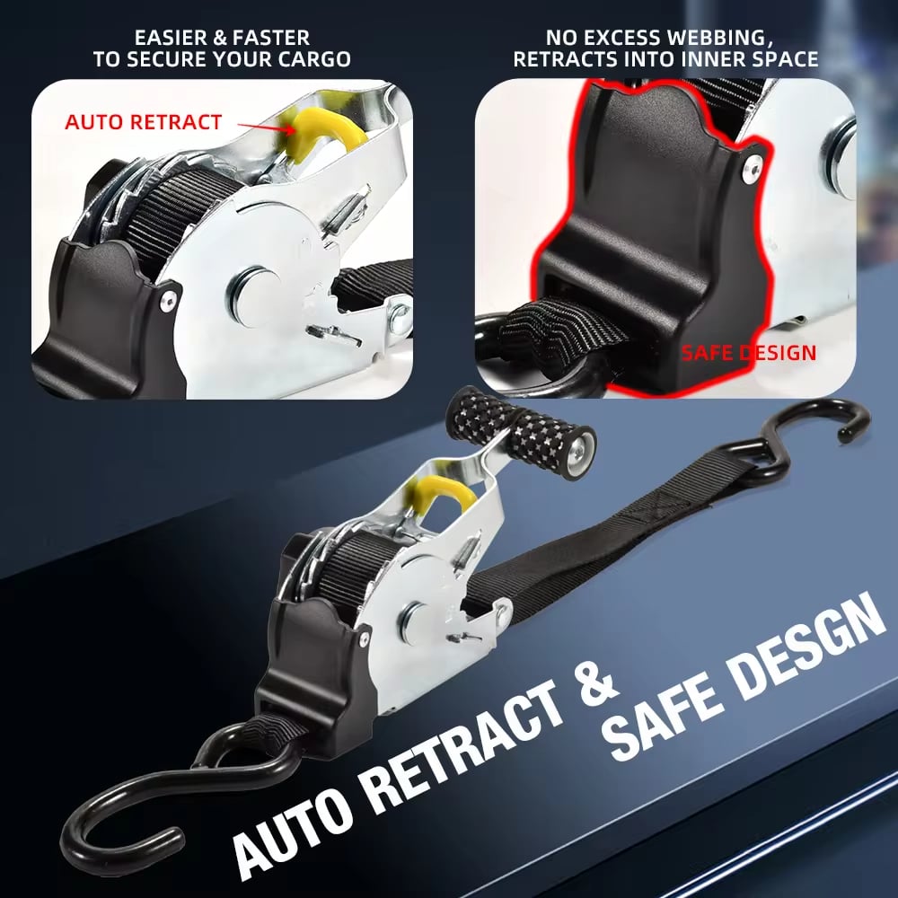 🔥 Retractable Auto Ratchet Strap