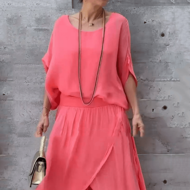 🌹Loose Top & Slit Wide-Leg Pants Chiffon 2-Piece Set