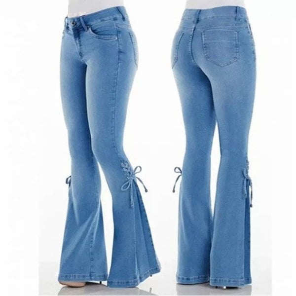 HUGGER BELL BOTTOMS STRETCHY JEANS