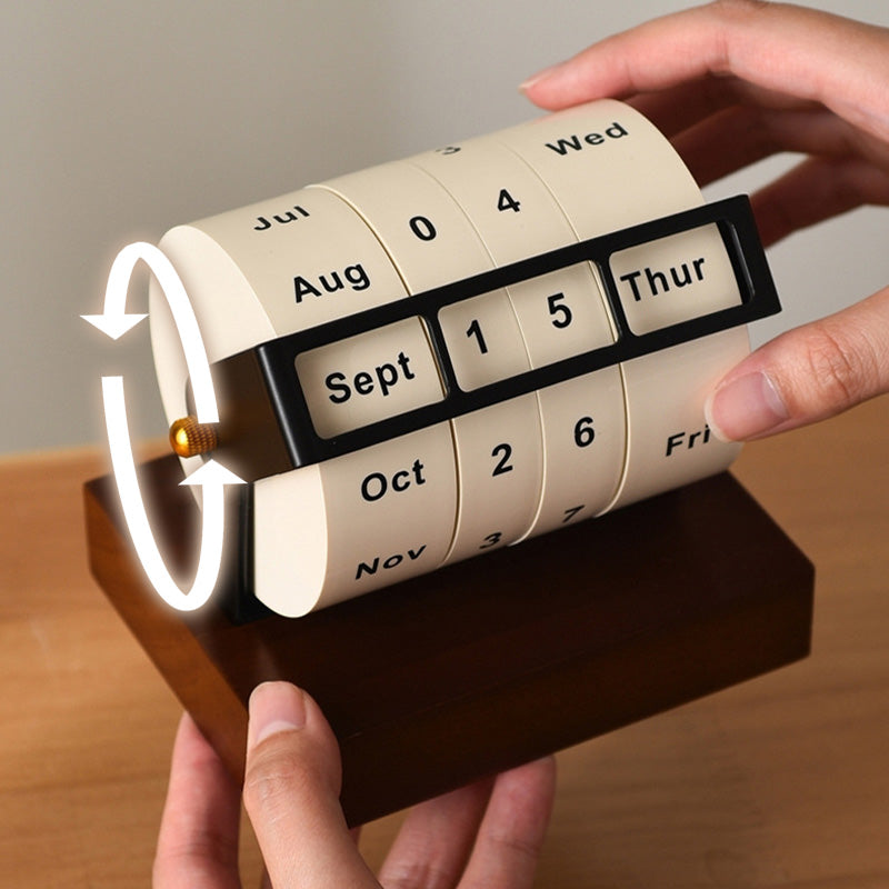 Rotary Wooden Countdown Desktop Perpetual Calendar