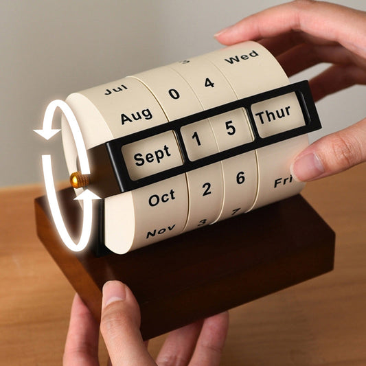 Rotary Wooden Countdown Desktop Perpetual Calendar