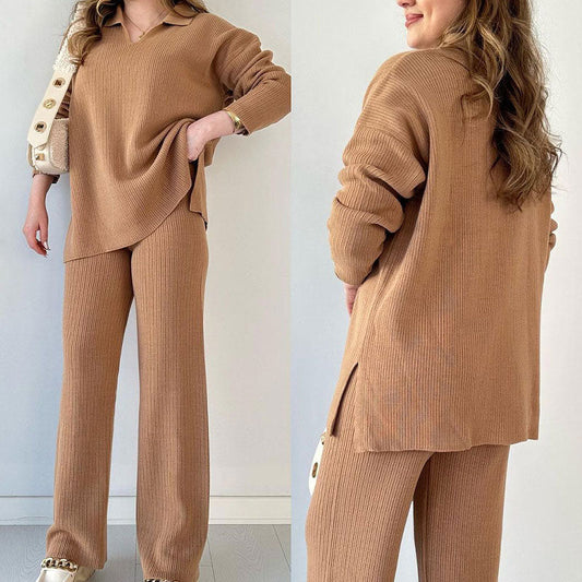 🎁V-Neck Casual Slit Knitted Two-Piece Set🎁