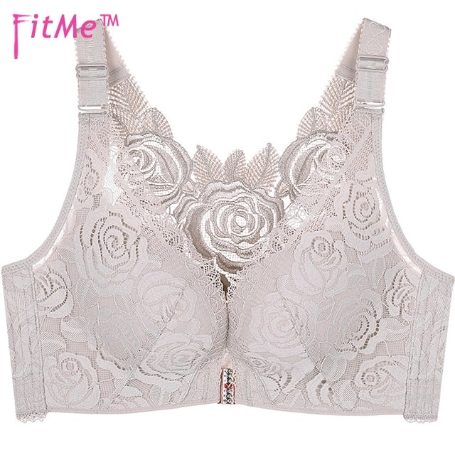 Rose Embroidery Front Closure Wirefree Bra