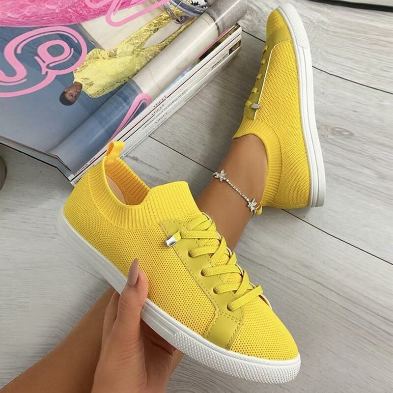 Casual Flat Heel Lace-up Canvas Sneakers