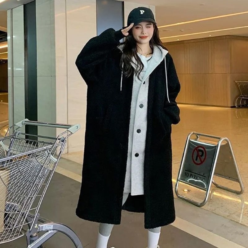 🔥2-Layered Lambswool Hooded Coat Jacket