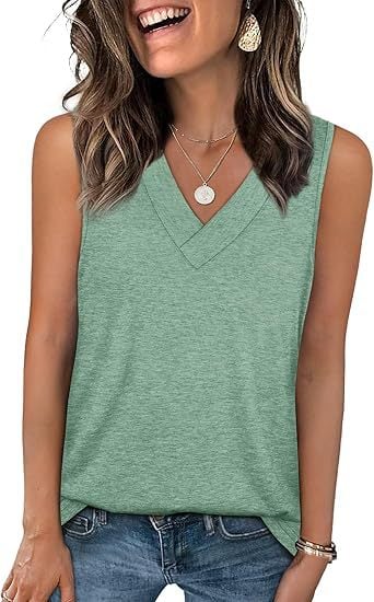 ✨Women's Sleeveless V-Neck Slimming Loose Fit Casual Tank Top T-Shirt