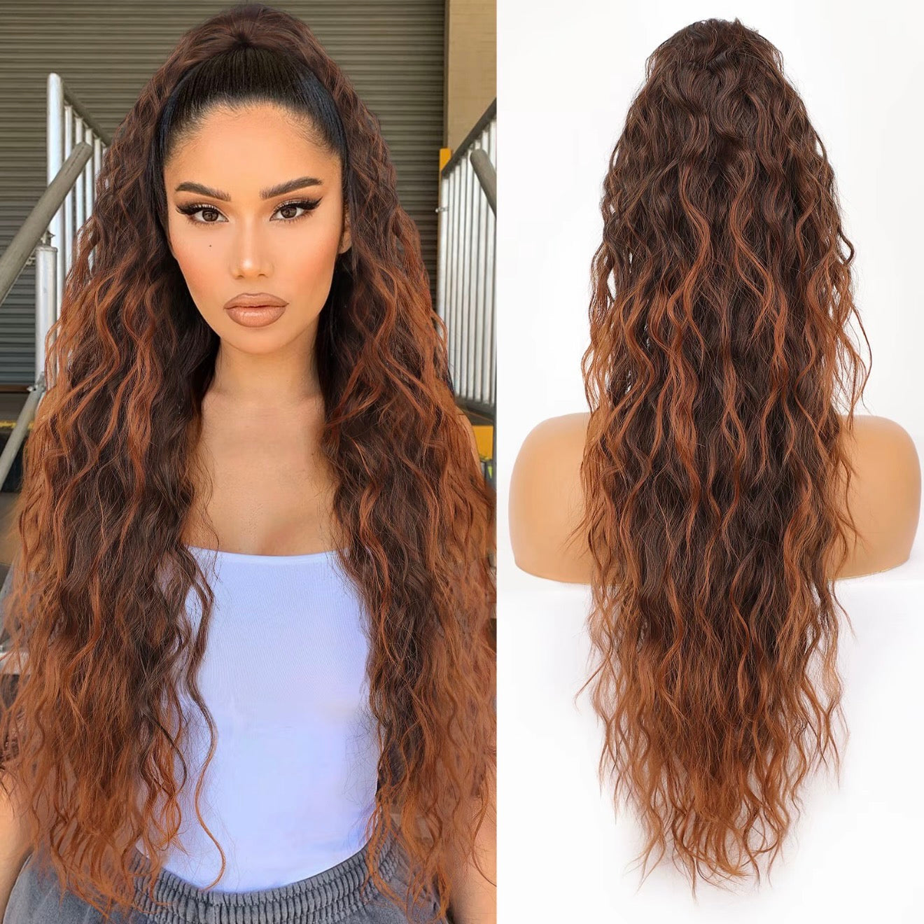 💜Curly Wavy Frizzy Hair Extension with Ponytail🔥
